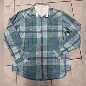 The Original Lucky Brand Vintage Green and Blue Plaid Men's Shirt